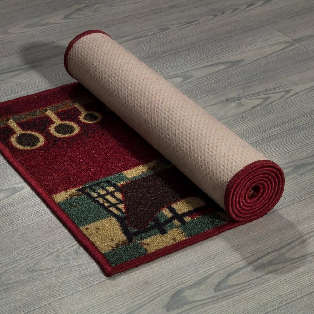Red Chef Design Non-Slip Kitchen Runner Rug, 20" x 59"