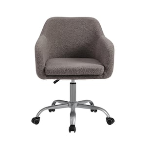 Barnes Sherpa Fabric Seat Adjustable Height Office Desk Task Chair in Gray with Non-Adjustable Arms