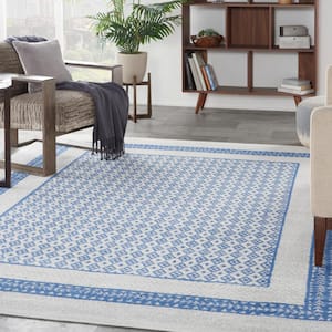 Whimsicle Ivory Blue 7 ft. x 10 ft. Geometric Contemporary Area Rug