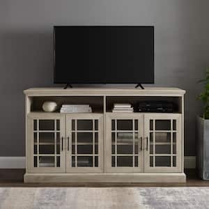 58 in. White Oak Composite Classic Glass Door TV Stand (Max tv size 65 in.)