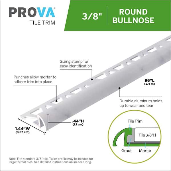 Marble Sublimated 1.44 in. W x 96 in. L Aluminum 3/8 in. Bullnose Trim