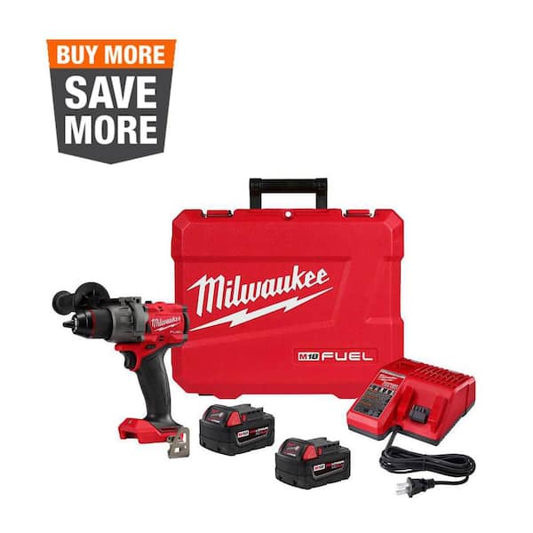 M18 FUEL 18V Lithium-Ion Brushless Cordless 1/2 in. Hammer Drill Driver Kit with Two 5.0 Ah Batteries and Hard Case