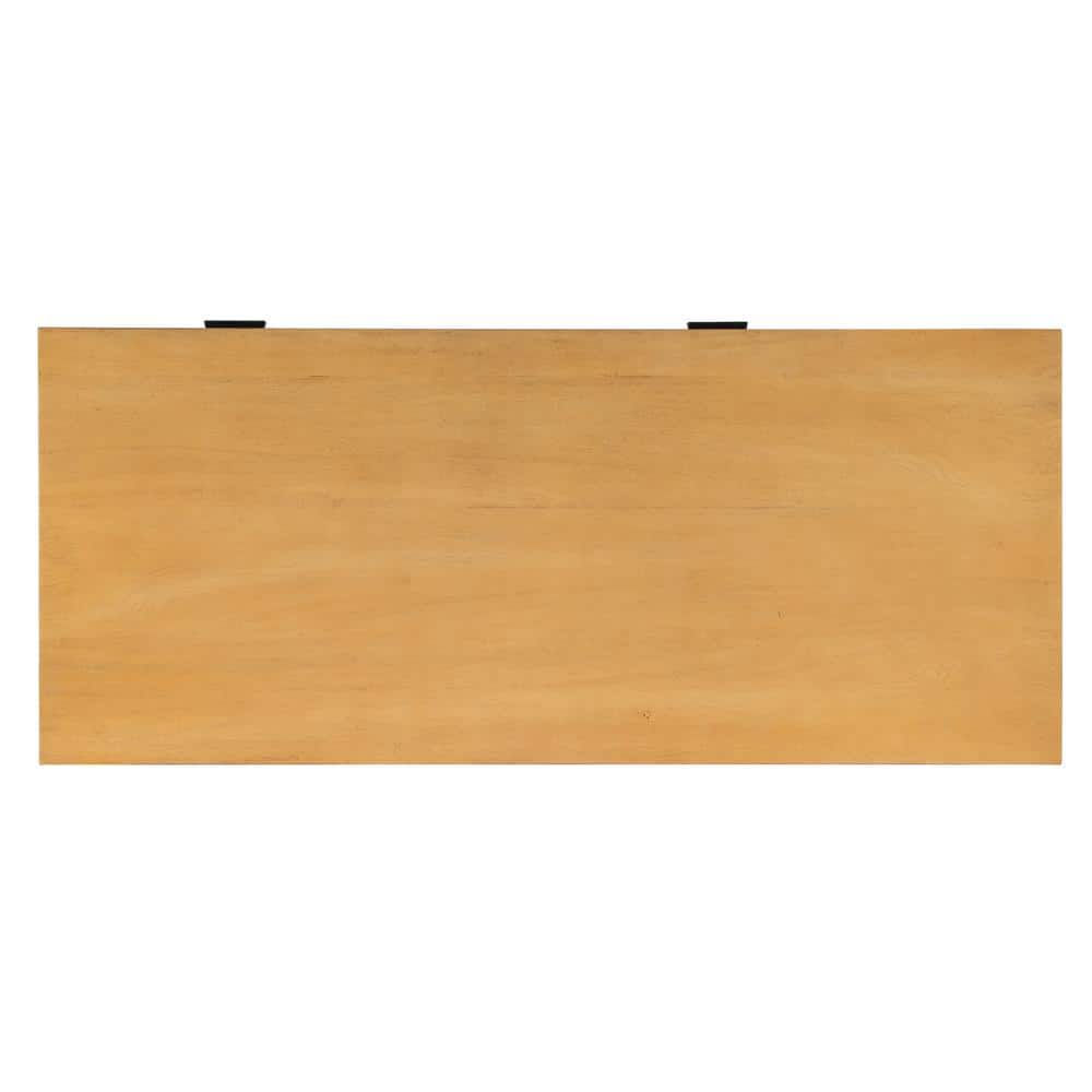 Hans 48" Natural Wood and Black Storage Desk with Filing Cabinet