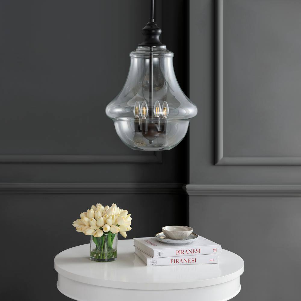 Adam 12" Oil Rubbed Bronze Farmhouse Glass LED Pendant
