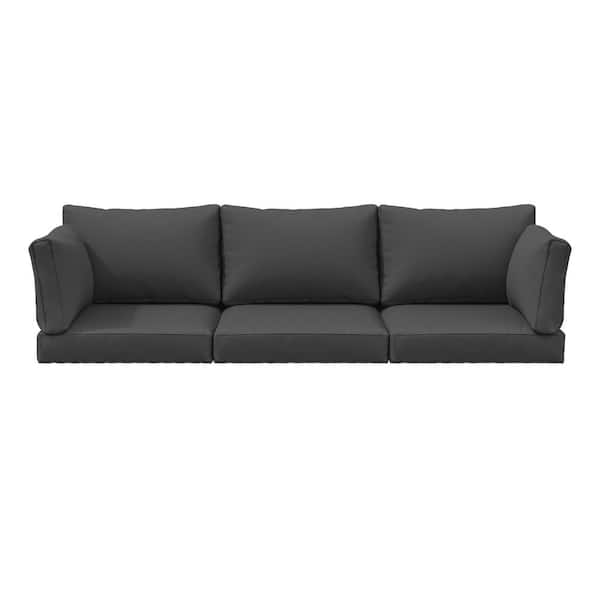 25.6 in. x 23.6 in. x 4 in. (8-Piece) Deep Seating Outdoor Lounge Chair Sofa Cushion with Lumber Pillow Cushion Grey