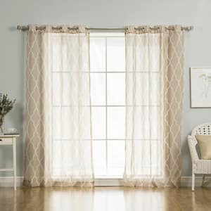 Taupe Trellis Grommet Sheer Curtain - 52 in. W x 96 in. L (Set of 2)