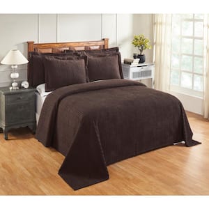 Jullian Collection 3-Piece Chocolate Full 100% Cotton Tufted Unique Luxurious Bedspread Set