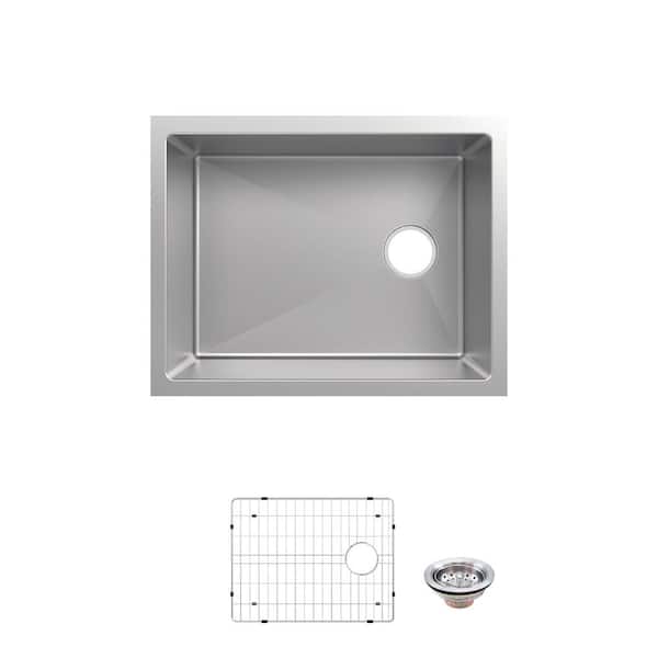 Tight Radius 23 in. Undermount Single Bowl 18 Gauge Stainless Steel Kitchen Sink with Accessories