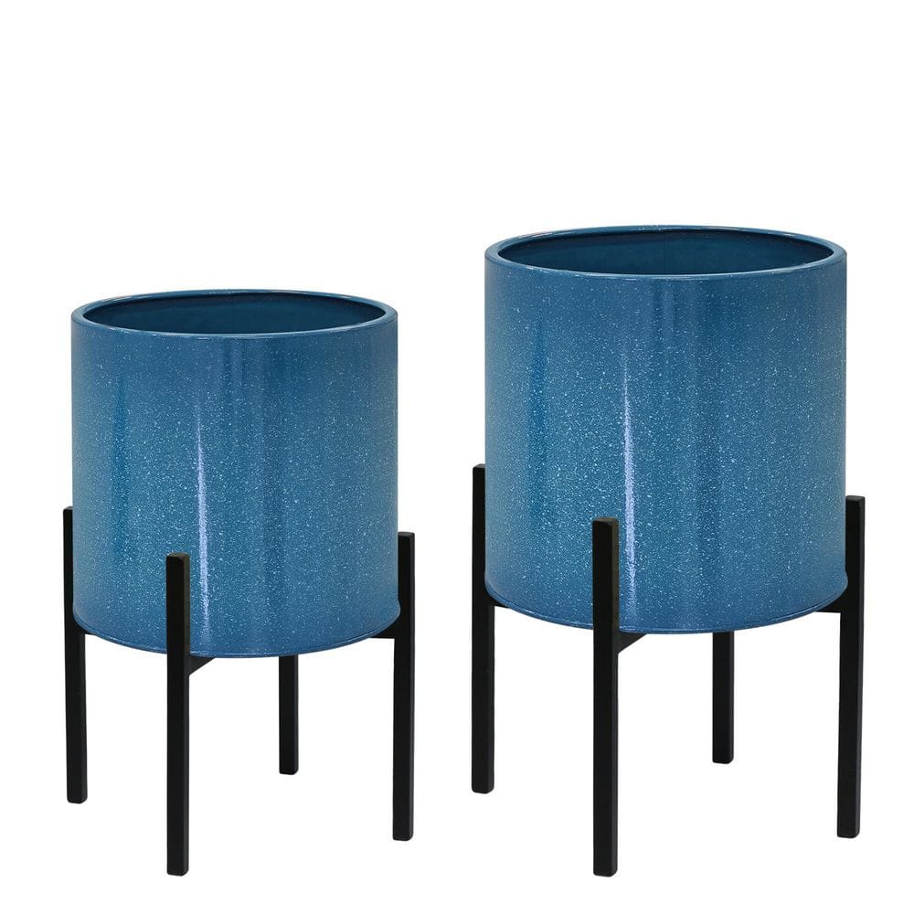 Two Tpots Roon hcman Modern Metal Plant Pots with Stand and Drainage Hole, Decorative ...