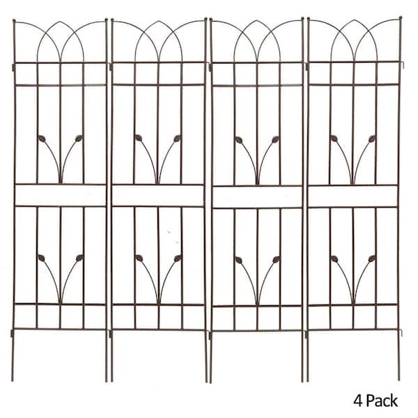 ToolCat 71 in. x 17.7 in. Metal Garden Trellis Rustproof Outdoor Flower Support for Climbing Plants, Brown (4-Pack)