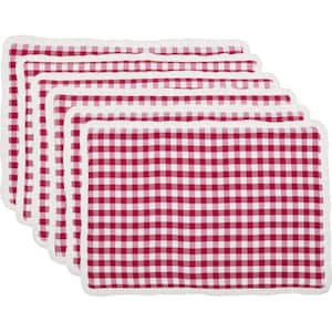 Emmie 18 in. W. x 12 in. H Red and White Checkered Cotton Placemat Set of 6