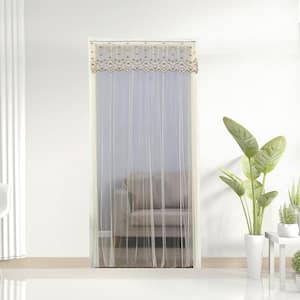 39 in. x 80 in. Beige Instant Netting Door Curtain and Screen Door with Velcro