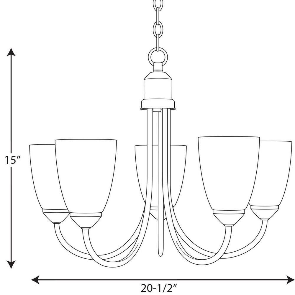 Antique Bronze 5-Light Chandelier with White Etched Glass Shades