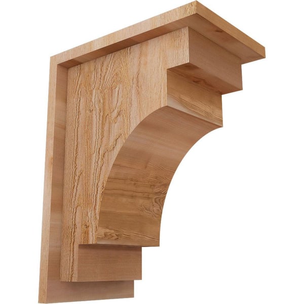 Ekena Millwork 8 in. x 12 in. x 16 in. Western Red Cedar Mediterranean Rough Sawn Corbel with Backplate