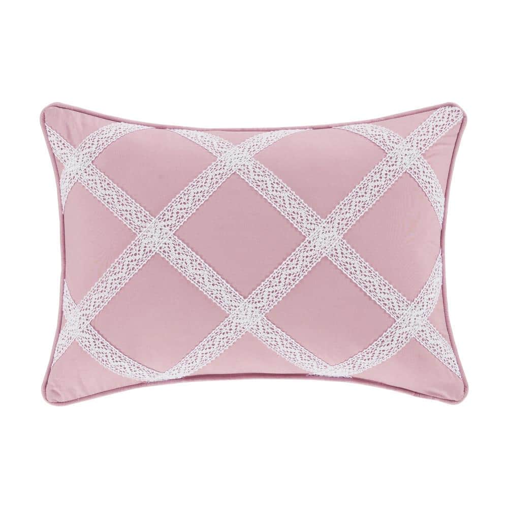 Rosemary Pink Lace Trim Boudoir Throw Pillow