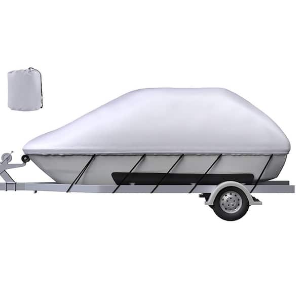 SVOPES 14-16 ft. Water-Resistant Boat Cover for V-Hull Trailers, 90 in. Beam Width, Marine Polyester, 600D Durable, 5 Straps