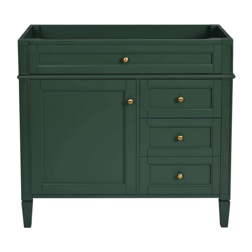 35.74 in. Modern Bath Vanity Cabinet without Top in Green with 2 Drawers, T