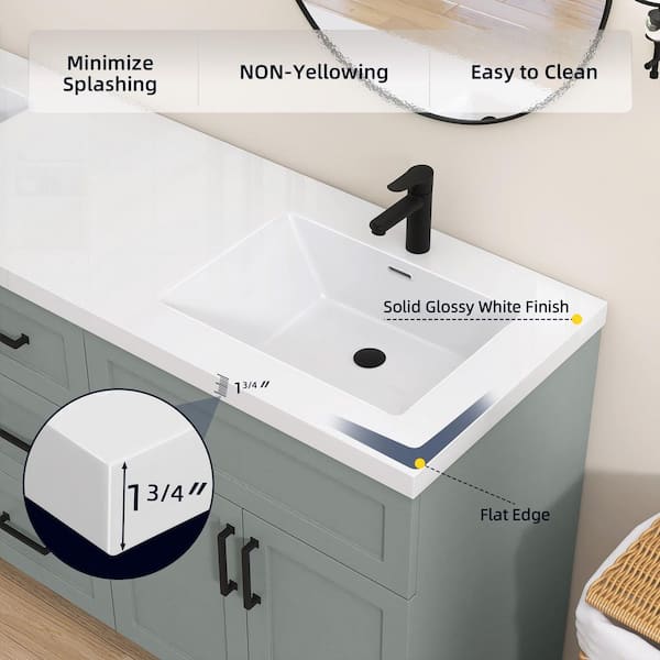 Zeafive Tor 72 in. W x 22 in. D Solid Surface Cultured Marble