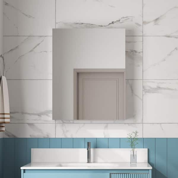 WYonder 24 in. W x 30 in. H Rectangular Aluminum Recessed/Surface Mount Right Swing Door Medicine Cabinet with Mirror