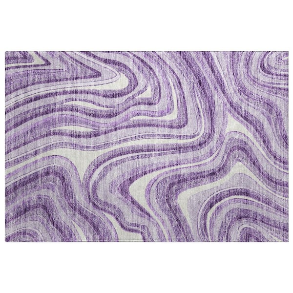 Dream Shag Premium Machine Washable Abstract ADS756 Lavender 3 ft. x 4 ft. Area Rug