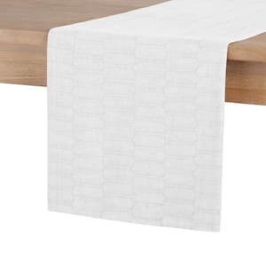 15 in. x 72 in. White Marth Stewart Honeycomb Cotton Rectangle Table Runner, Modern Farmhouse