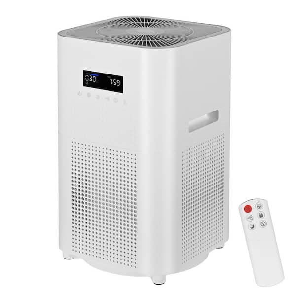 Edendirect 3000 sq. ft. H13 HEPA True Personal Console Air Purifier with Remote in Whites, 235 CFM, Activated Carbon Odor Purify