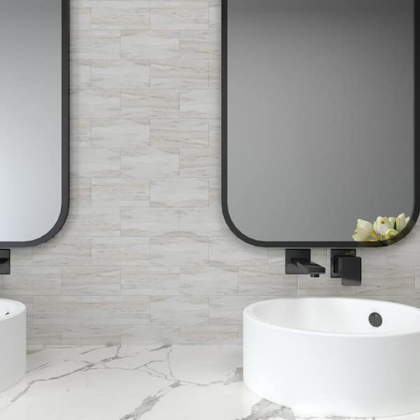3 in. x 5.9 in. Vinyl Peel and Stick Backsplash, Subway Marble Decorative Wall Tile (Covered 12 sq. ft.)