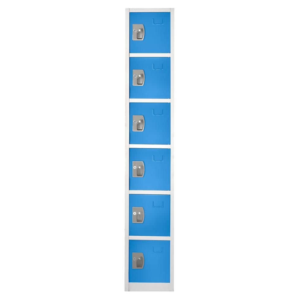Blue and Silver 6-Tier Steel Office Storage Lockers Set