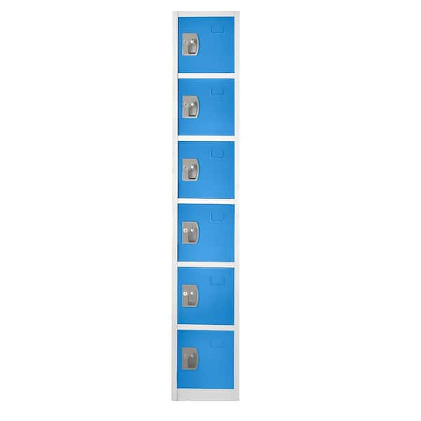 629-Series 72 in. H 6-Tier Steel Key Lock 6-Shelf Storage Locker Free Standing Cabinets in Blue (2-Pack)
