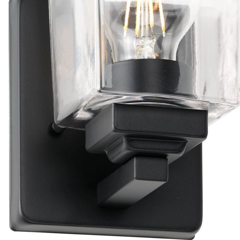 Gilmour Matte Black 7" Wall Sconce with Clear Glass Shade