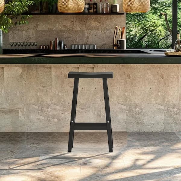 24 in. Industrial Plastic Outdoor Bar Stools with Footrests for Kitchen and Bar Counter (2-Pack)