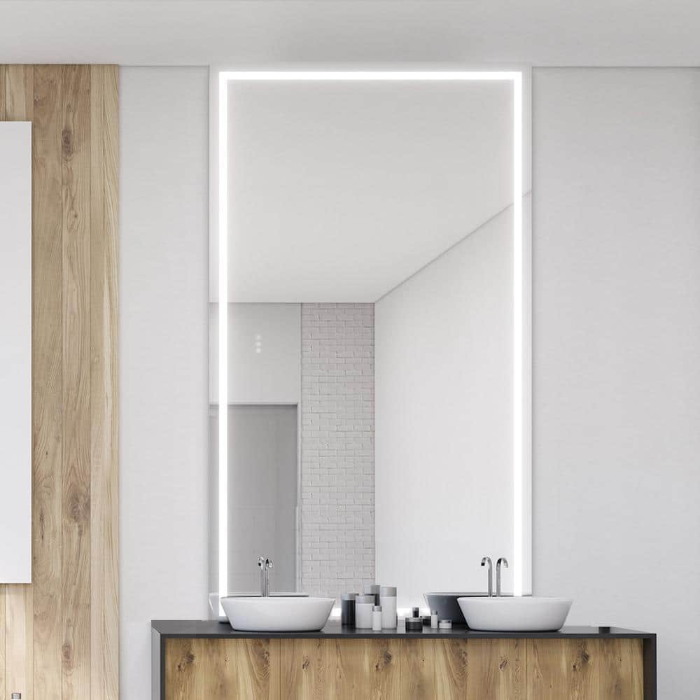 Andrea 48 in. W x 84 in. H Large Rectangular Frameless High Lumen LED ...