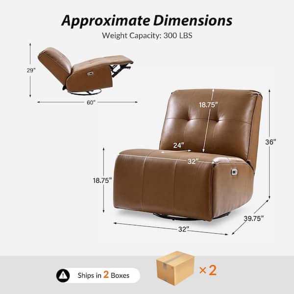 JAYDEN CREATION Arie Camel Faux Leather Armless Power Recliner