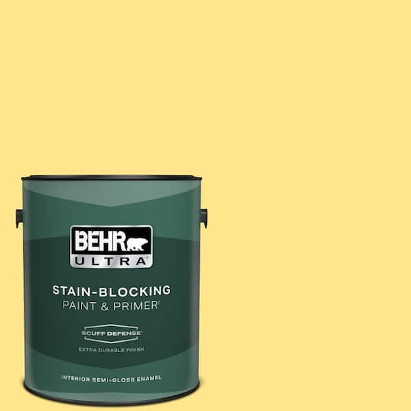 BEHR ULTRA 1 gal. #370A-3 Bicycle Yellow Extra Durable Semi-Gloss Enamel Interior Paint & Primer