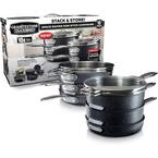 10-Piece Aluminum StackMaster Non-Stick Diamond Infused Cookware Set with Glass Lids