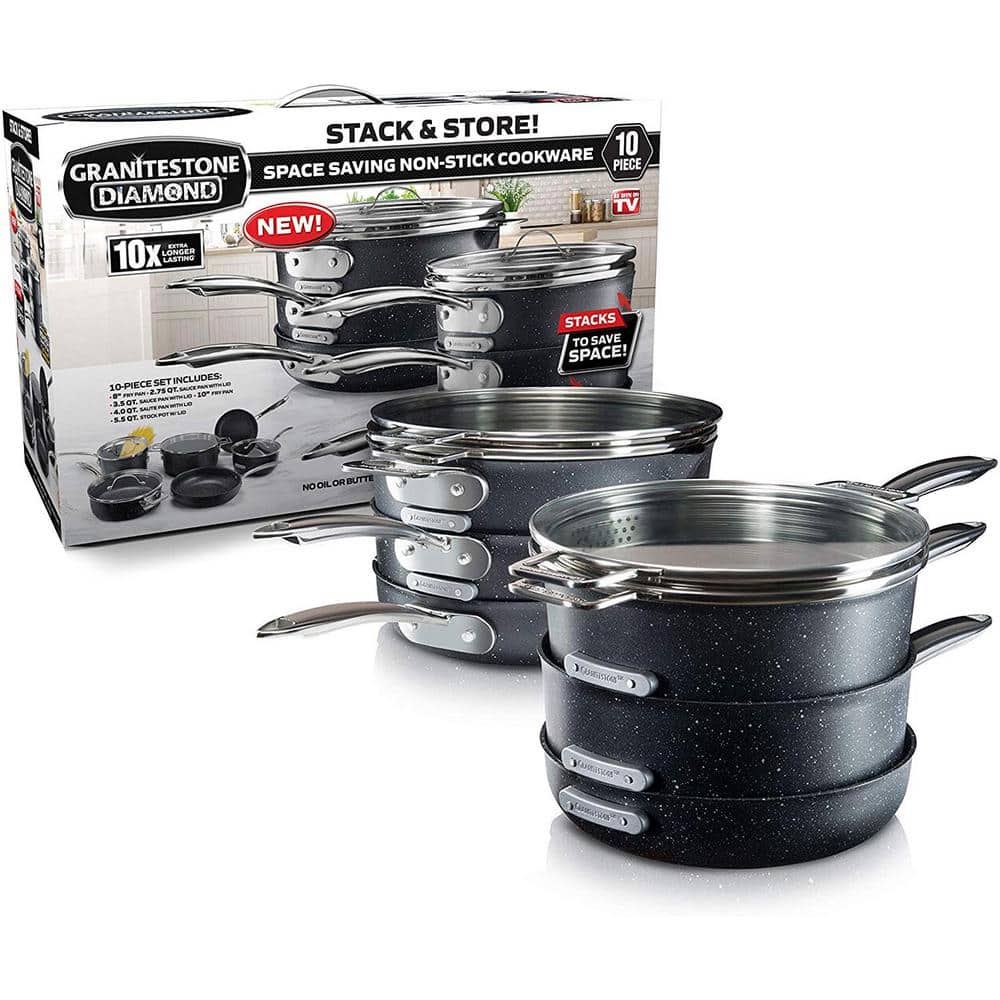 Granitestone Pro 10-Piece Nonstick Stackable Cookware Set