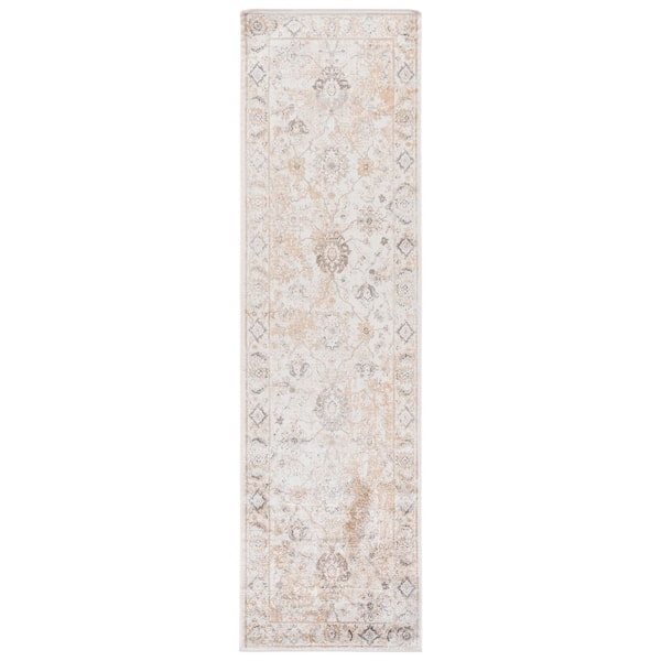 Atlas 2 ft. x 8 ft. Ivory/Beige Floral Medallion Runner Rug