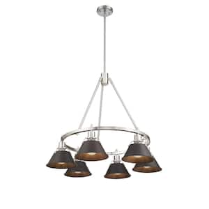 Orwell 6-Light Pewter and Rubbed Bronze Chandelier