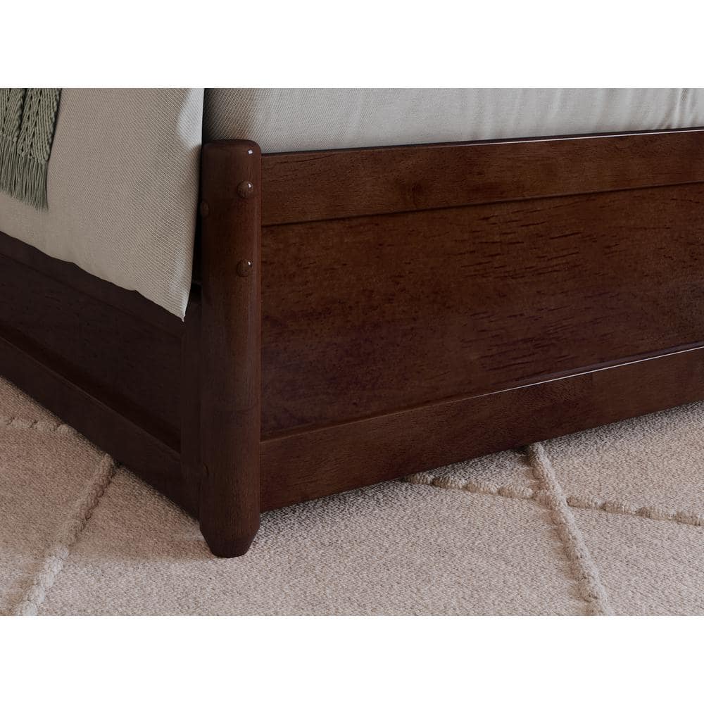 Walnut Full Wood Platform Bed with Storage Drawers and Headboard