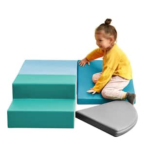 4-Piece Toddlers' Cyan Soft Foam Playset for Climb and Crawl