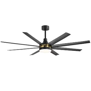 Archer 65 in. Integrated LED Indoor Black and Gold Ceiling Fan with Light and Remote Control Included