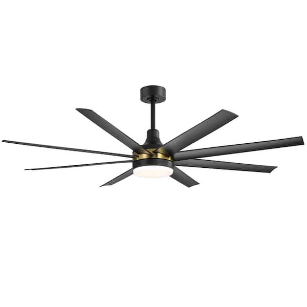 Breezary Archer 65 in. Integrated LED Indoor Black and Gold Ceiling Fan with Light and Remote Control Included