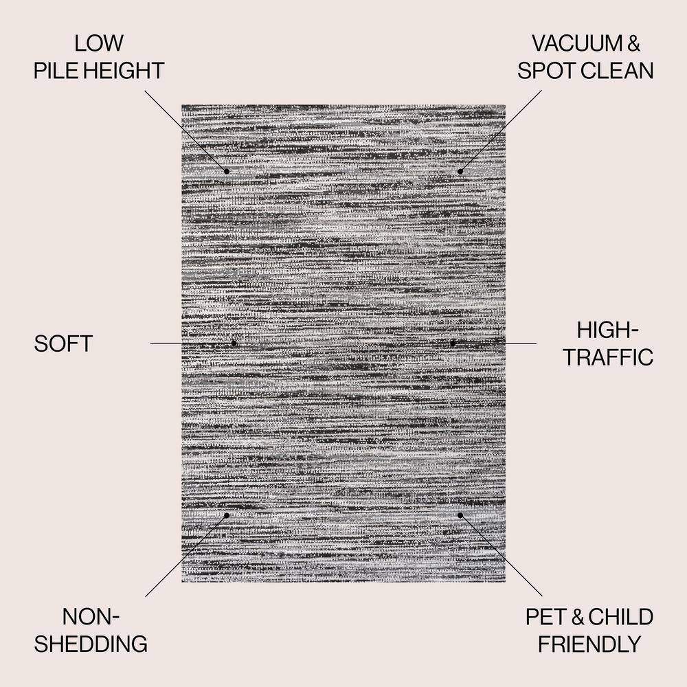 Black and Gray 8' x 10' Stripe Synthetic Area Rug