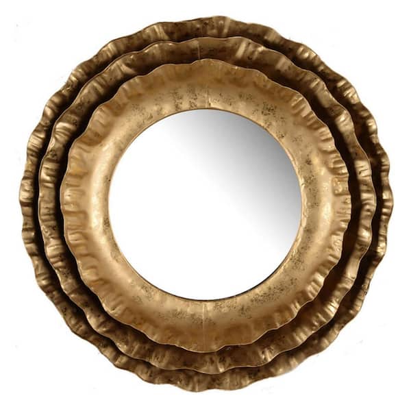 INNOBULE 16.1 in. W x 16.3 in. H Framed Gold Mirror