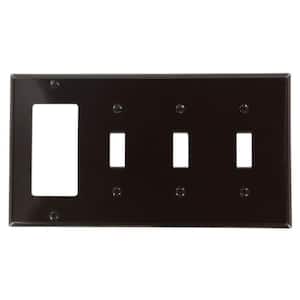 Brown 4-Gang 3-Toggle/1-Duplex Wall Plate (1-Pack)