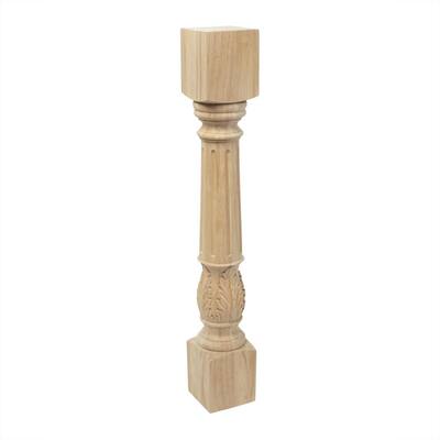 5 in. x 35-1/4 in. Unfinished Solid Hardwood Acanthus Leaf Kitchen Island Leg
