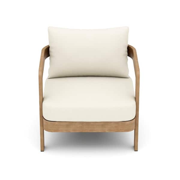 29 in. Wood Grain Aluminum Chair with Removable Cushion for Patio