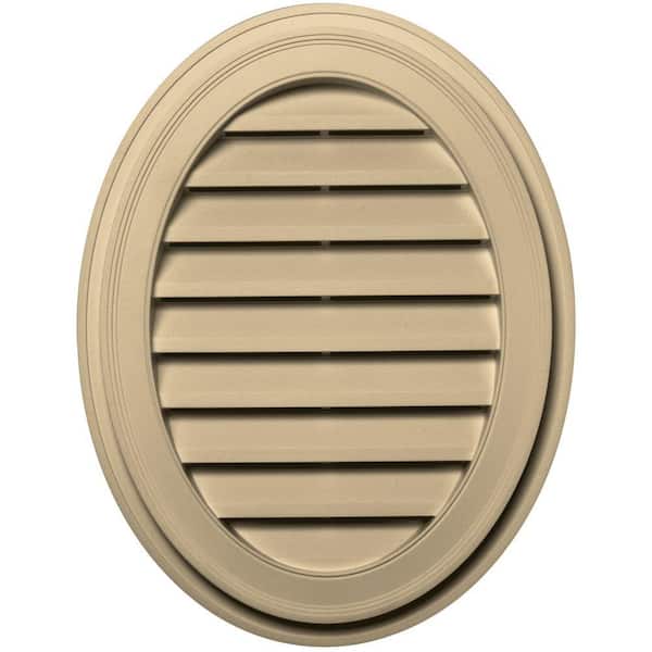 Builders Edge 21 in. x 27 in. Oval Brown/Tan Plastic Weather Resistant Gable Louver Vent