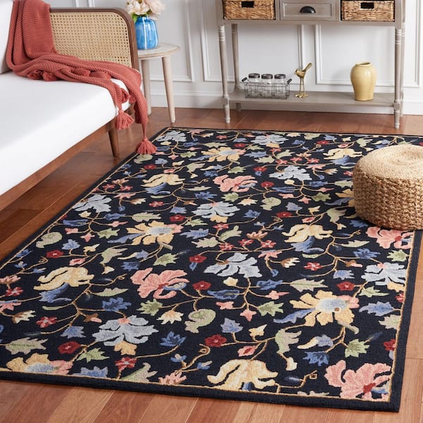 Chelsea 6 ft. x 9 ft. Black/Red Oversized Floral Area Rug
