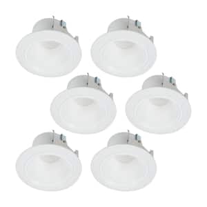 4 in. White Integrated LED Recessed Ceiling Light Retrofit Trim at 3000K Soft White Low Glare Deep Baffle (6-Pack)